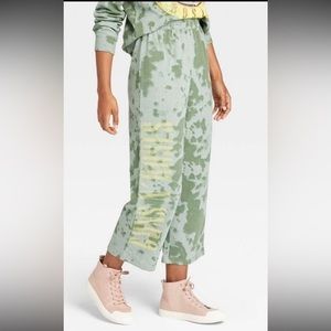 NWT Guns N Roses Sweatpants Green Tie Dye Print New Elastic Waist Rock Band Y2K